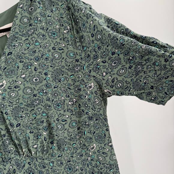 LOFT PETITES ANN TAYLOR Dress Size 8 Petite Green Paisley Print Short Sleeve - Picture 9 of 15